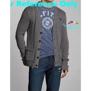 Y2K Style ABERCROMBIE & FITCH MACINTYRE BRIDGE CARDIGAN SWEATER GREY MENS SIZE S
